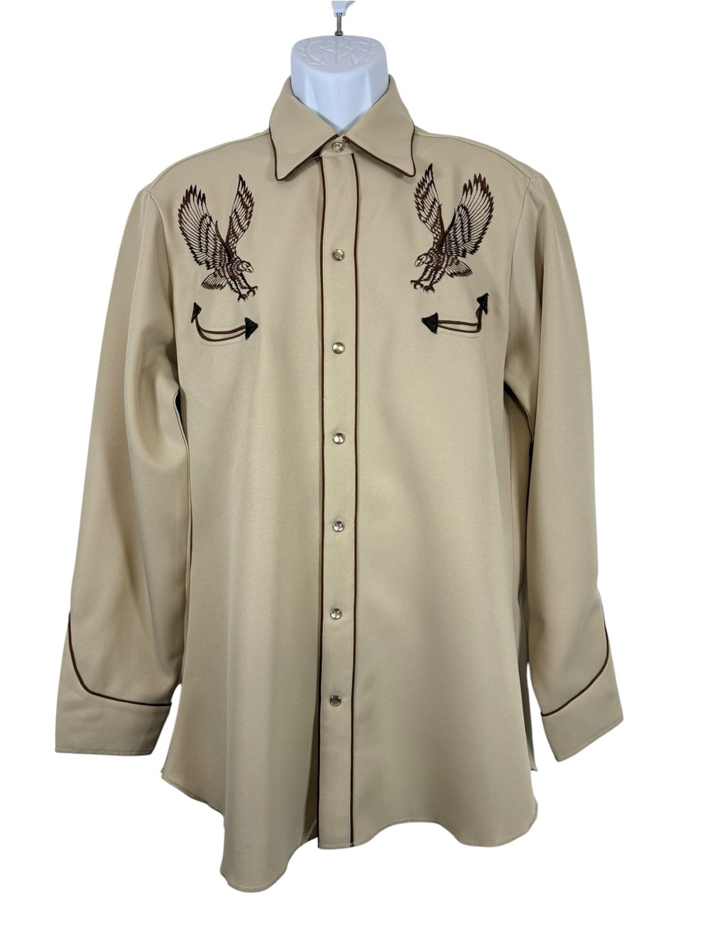 Vintage H Bar C California Ranchwear Western Pearl Snap Double Eagle Embroidered